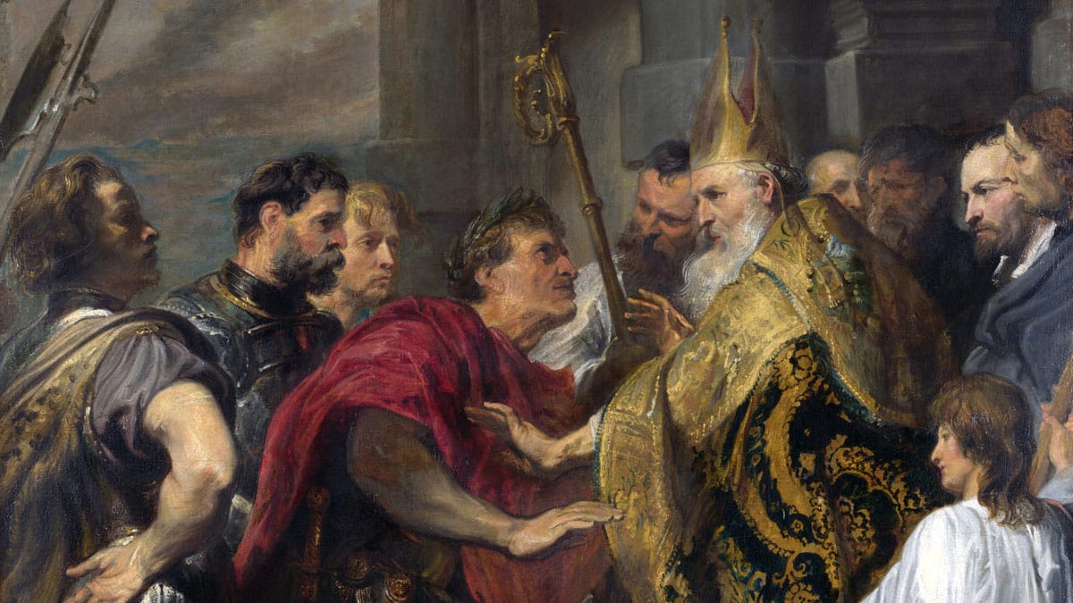 390: Santo Ambrósio impede a entrada de Teodósio I na igreja