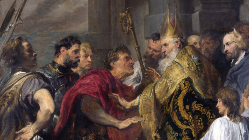 390: Santo Ambrósio impede a entrada de Teodósio I na igreja